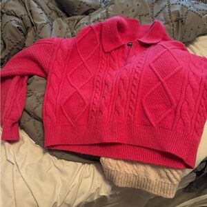Steve Madden Cable-Knit Long-Sleeve Polo Sweater